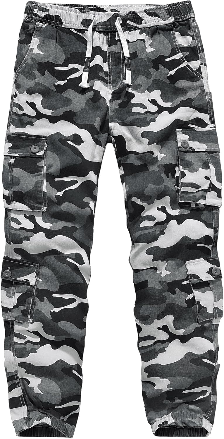 APTRO Men's Drawstring Cargo Pants Camo Casual Military Work Trousers Hiking Pants