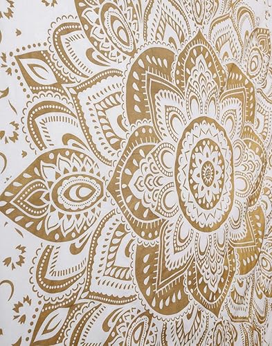 Miniatura 5 de Popular Handicrafts Tapiz para colgar en la pared, diseño hippie mandala bohemio, gitano, hippy indio, dorado, pasión, blanco, colcha, 54 x 60