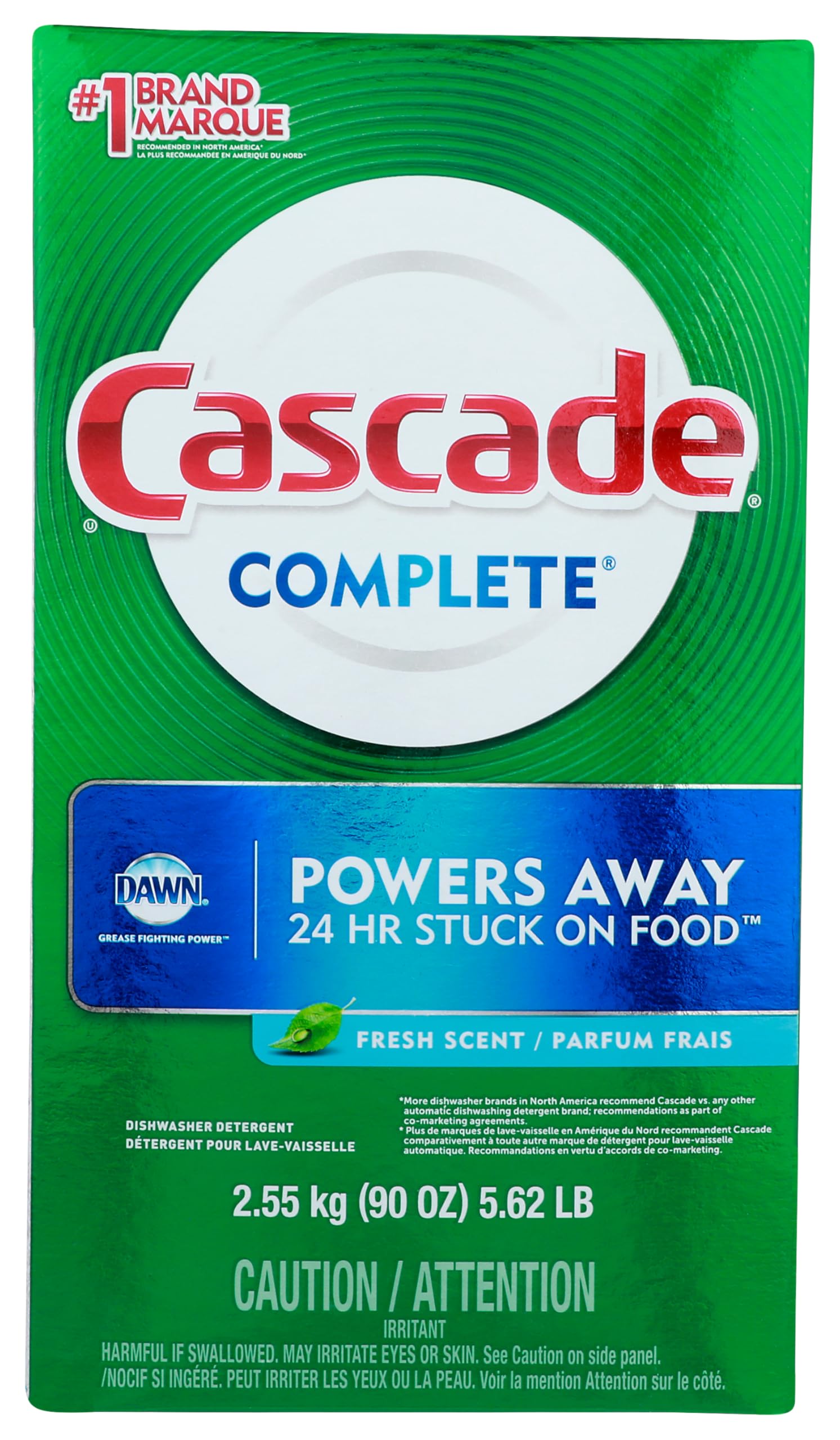 Complete Powder, Fresh Scent, Cascade Dishwashing Powder, Cascade 90 oz with Bonus Cascade Platinum Dishwasher Cleaner 3 Count Pod