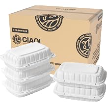 CIAO! 9"x6"x3" MFPP White Hinged Container With Lid 1 Compartment Case of 200