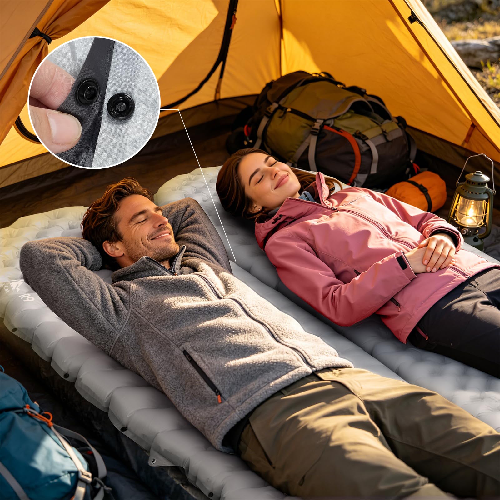 Night Cat Matelas Gonflable Léger: Matelas Gonflable Portable 9.0 R-Value 4 Saisons Durable Confort Optimisé pour Camping Randonnée Aventures en Plein Air