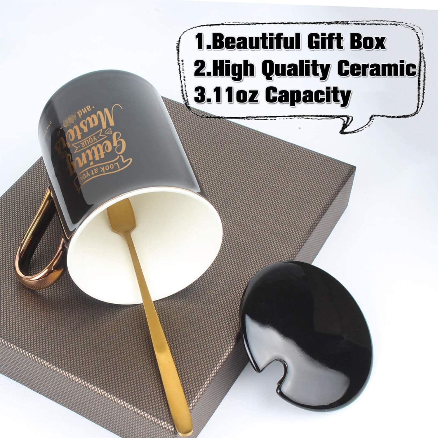 Exсluѕіvе Dіѕсоunt 🔥 WHATCHA Look at You Getting Your Masters Black Gold Funny Coffee Mugs Graduation Gifts for College Masters Graduates Ceramic Novelty Tea Cups 11oz