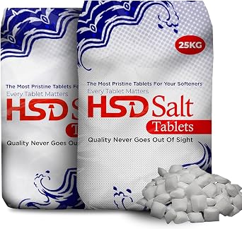 HSD Salt Tablets 25Kg Bags Best For Laundry Kitchen Dish Washing | Compatible to All Water Softner Machines | Food Grade 100% Genuine British Salt Tablet Of Premium Quality 2 Bag