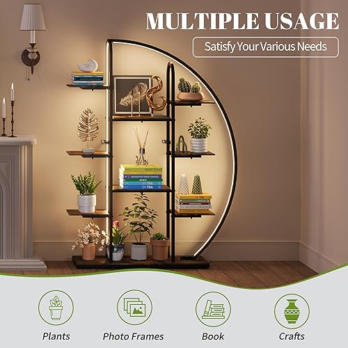 Miniatura 5 de Soporte grande para plantas de interior con luces de cultivo y luz LED, estante de metal de 61 pulgadas de alto para plantas múltiples plantas,