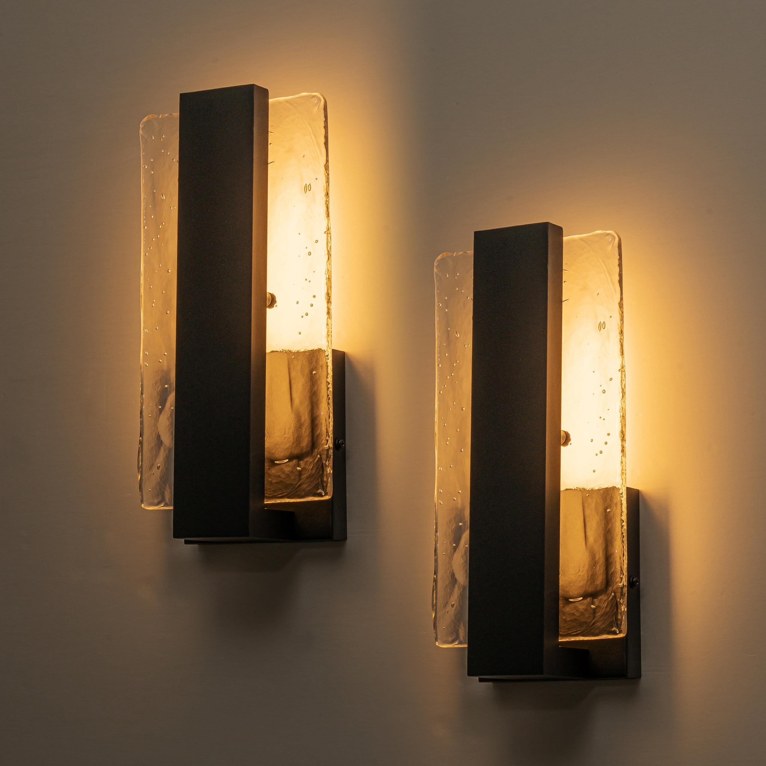 2 Pack Wall Lights, Matte Black Modern Wall Sconce, Aluminum 15W 3000K LED Sconces Wall Lighting, Waterproof Sconce Light Fixture
