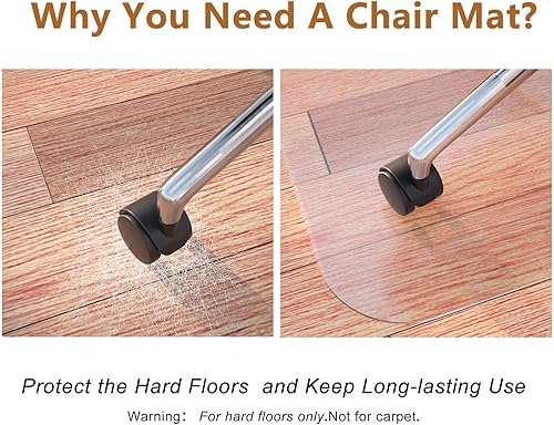 Miniatura 4 de Naturehydro Tapete para silla de oficina para suelo de madera dura, 48 x 48 pulgadas, tapete de suelo para silla de escritorio de computadora,