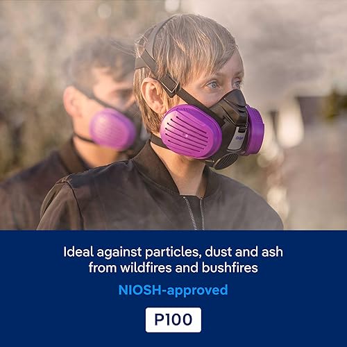 Miniatura 8 de Dräger X-plore 3500 half-face respirator mask with P100 particle filters against smoke particles from wildfire