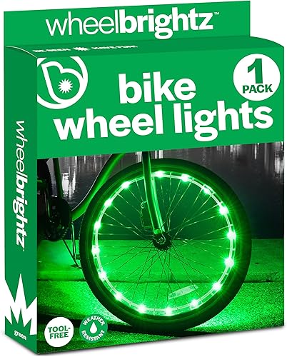 Vista 65 de Wheelbrightz - Luces LED para rueda de bicicleta, brillantes y coloridas - Se adaptan a neumáticos delanteros o traseros - Tubo resistente a la Verde