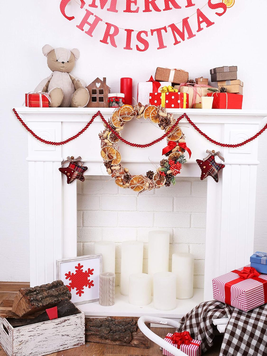 16 Feet Christmas Wood Bead Garland Wooden Bead Garland for Christmas Tree Holiday Decoration - Image 5