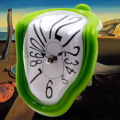 Reloj derretido, reloj Salvador Dalí para decoración en casa, oficina, estante o escritorio, regalo creativo y divertido, color verde Roma (Rome