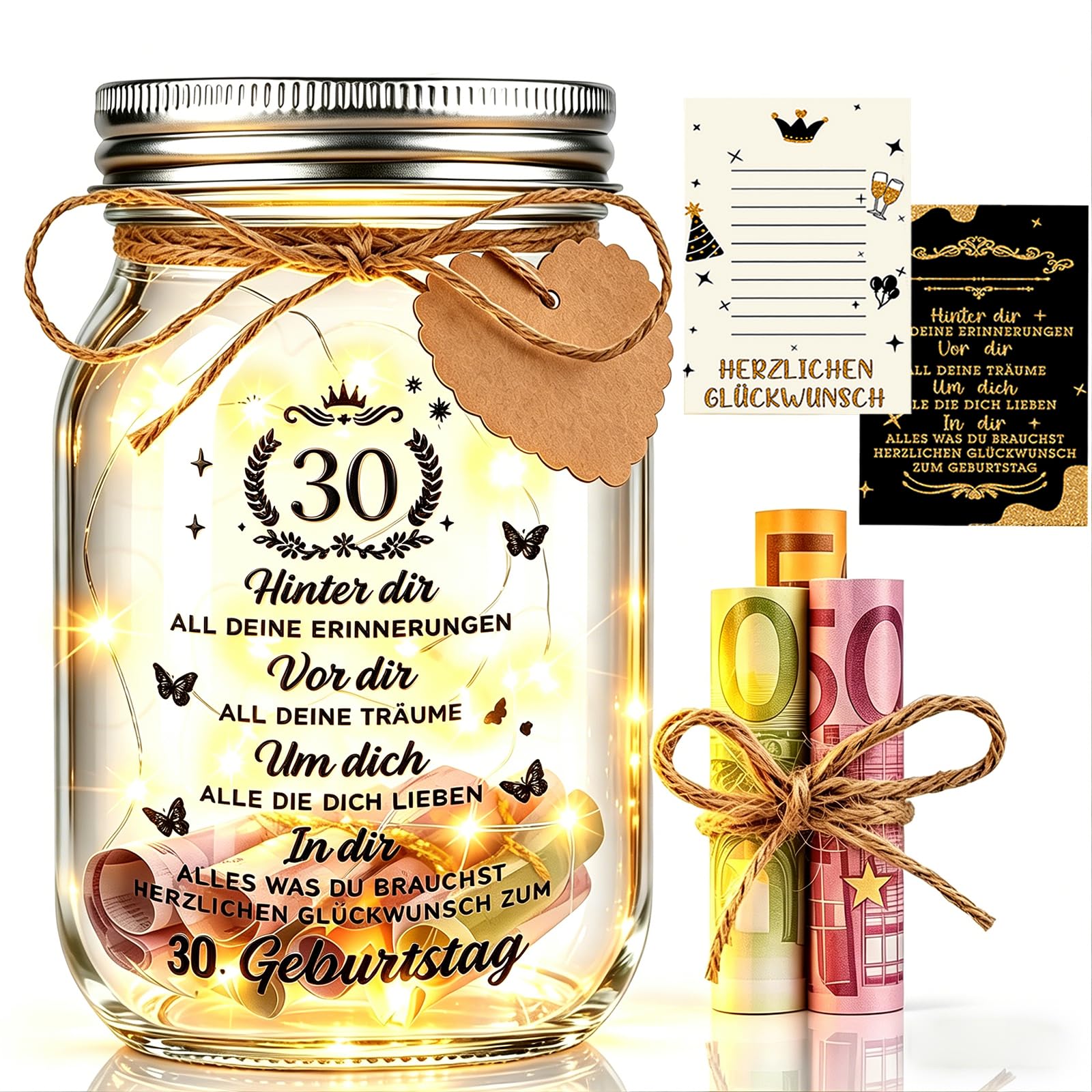 Johiux LED Bottle Light Money Gifts Birthday 30, Gifts 30th Birthday Woman Man, Birthday Money Gifts Packaging, 30th Birthday Gift Money Light Bottle Cool Gift Ideas-image-21