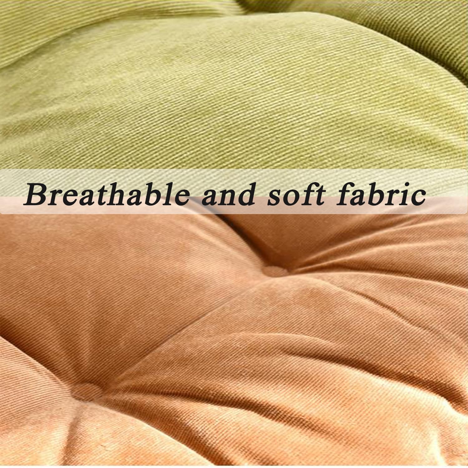 Khaki, quadratisches Kissen für Yoga, Meditation, Gaming & Lesen, weiches Cord-Bodenkissen für Erwachsene, Sitzkomfort für drinnen und draußen, 1 Stück
