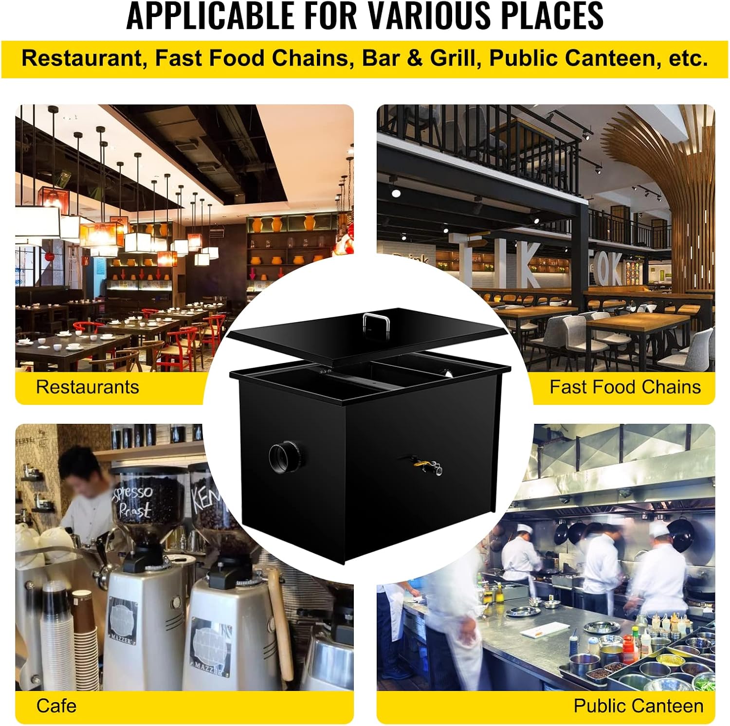 Buy VEVOR Commercial Grease Interceptor 20 LB, Carbon Steel Grease Trap