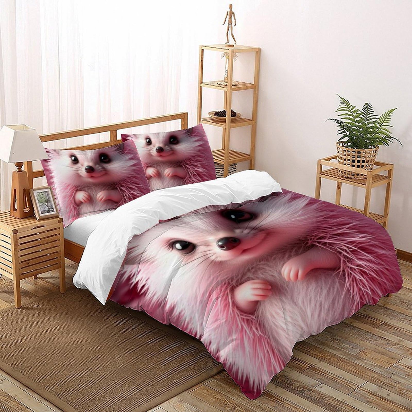 Housse de couette hérisson rose pour chambre d'enfant originale et cosy
