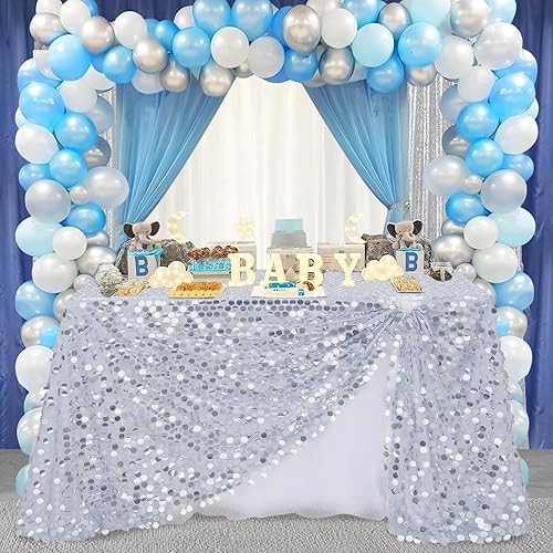 Miniatura 7 de B-COOL Mantel rectangular de lentejuelas negras de 50 x 102 pulgadas, mantel rectangular con purpurina para decoración de fiesta de Navidad y Año