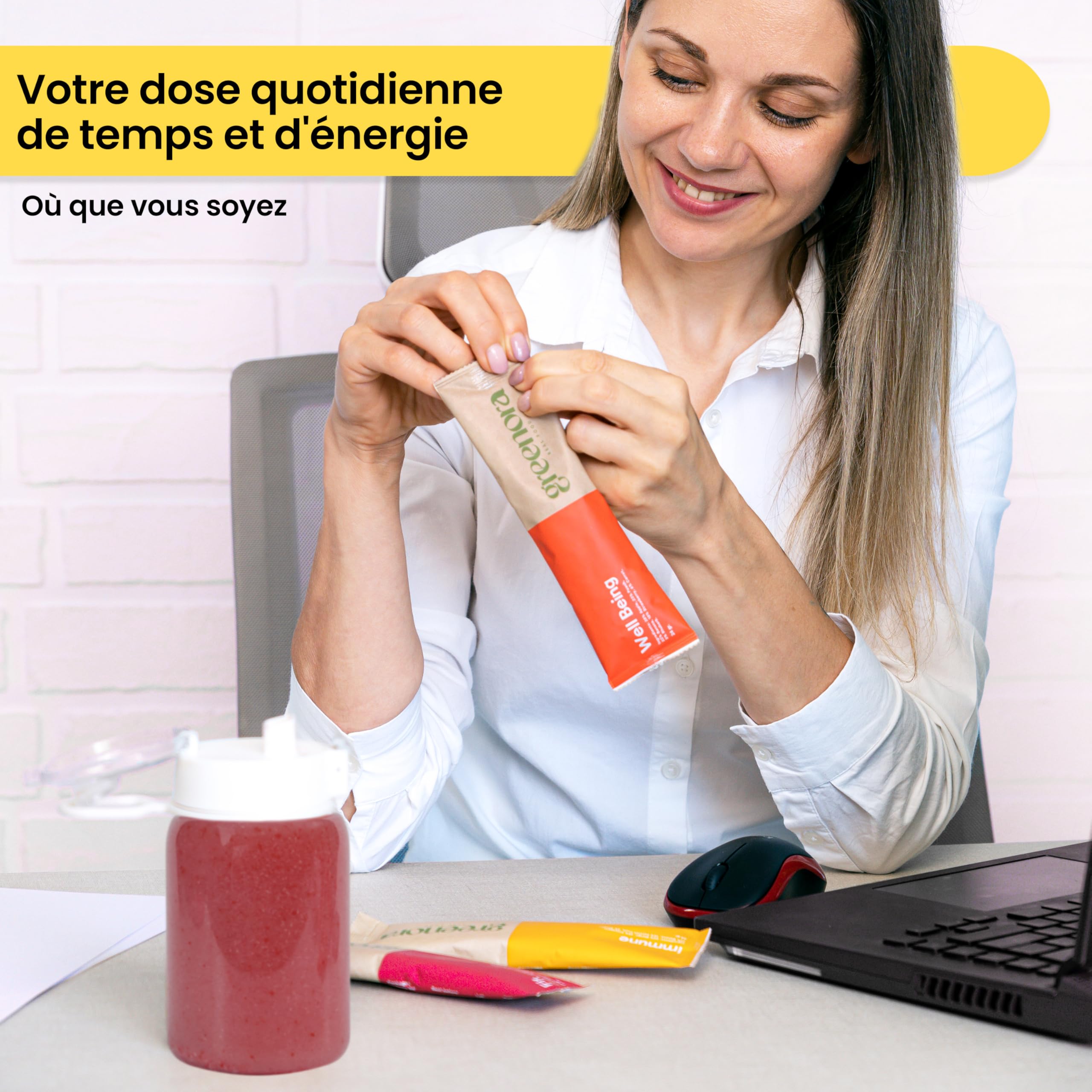 GREENORA Shaker + Smoothie Bowl Fruits Lyophilisés Poudre 100% Naturel. Banane Pêche Datte Myrtilles Betterave Framboise. Séchée Déshydratée. 4x24g