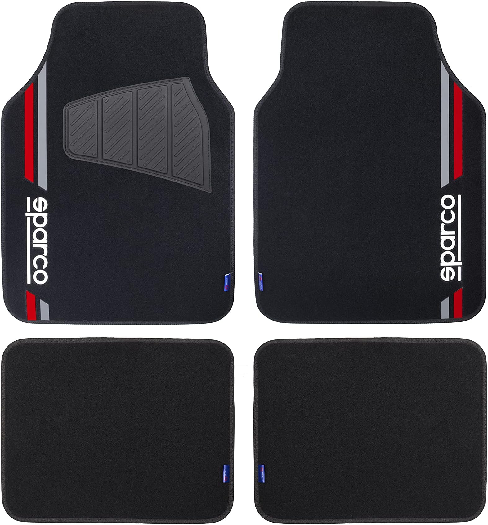 SPARCO SPCF508RD Set of 4 Black Red Rugs