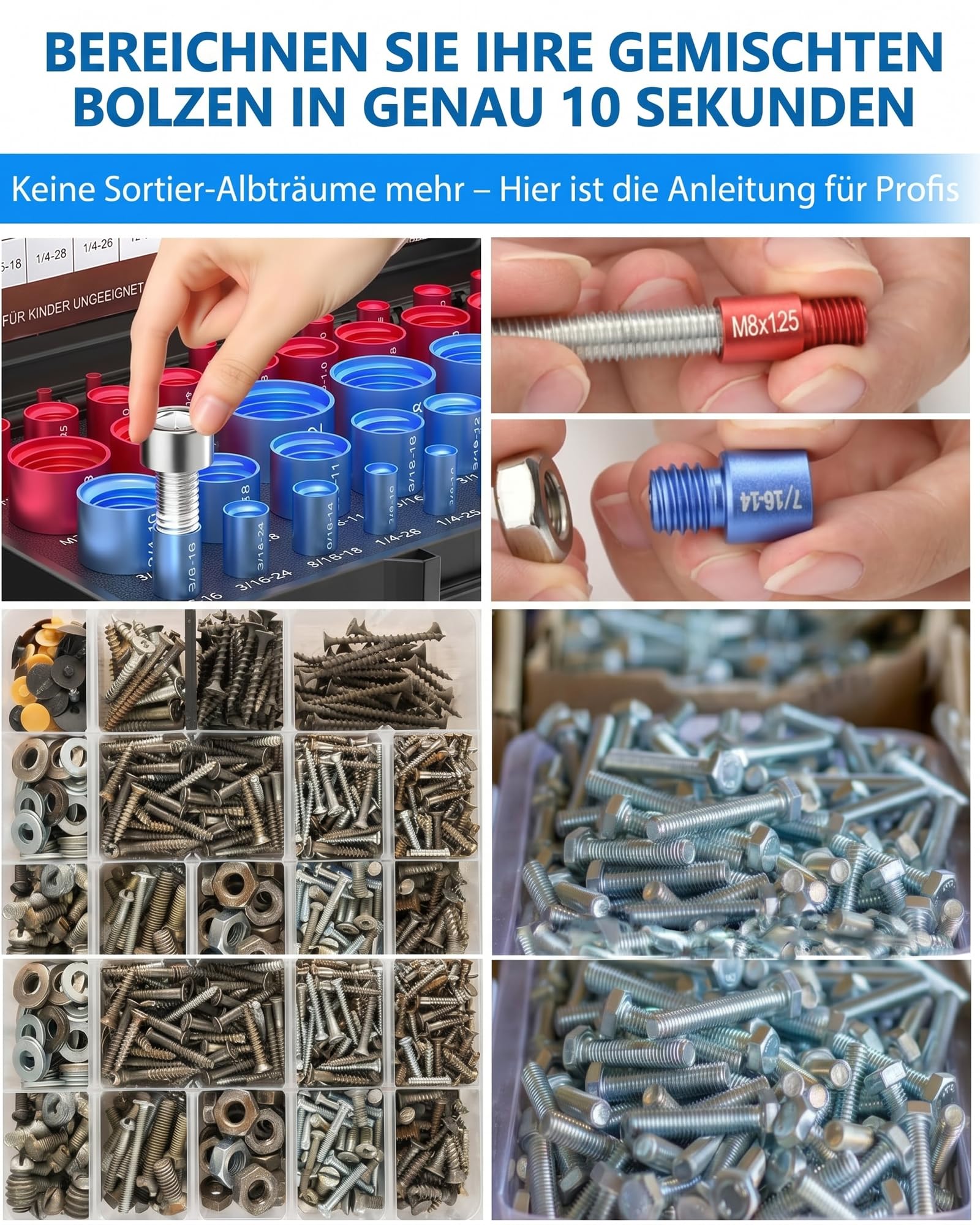 Gewindelehre 52-teiliger Thread Checker Gewindeprüfer 28 Zoll 24 Metrisch Aluminium Gewindemessgerät
