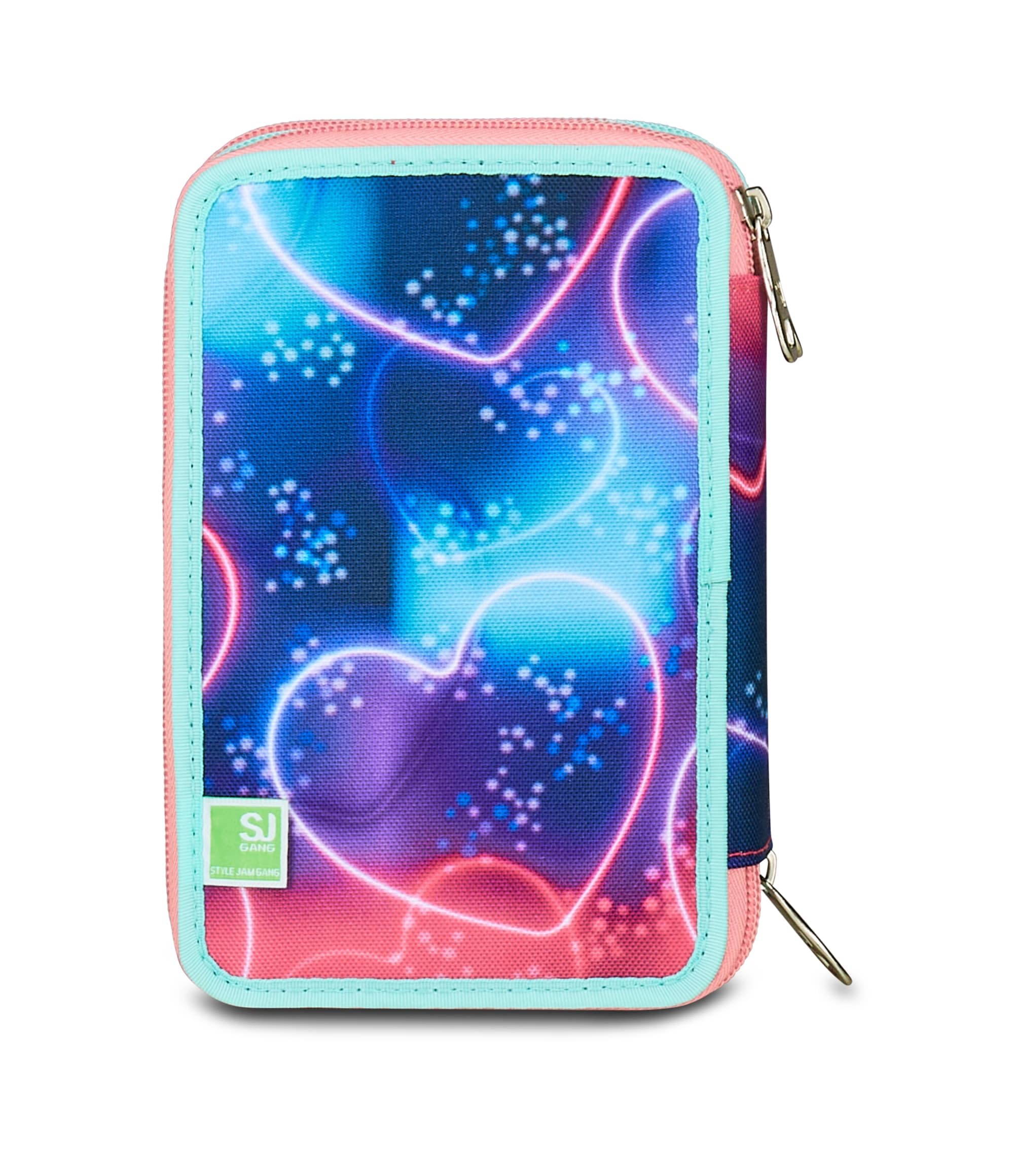 SJ GANG STYLE JAM GANG Astuccio Scuola 3 Zip Sj Ever, Viola, Portapenne Triplo Scomparto Completo Di Penne, Matite, Colori, Accessori Zaino, Scuola Elementare, Bambina