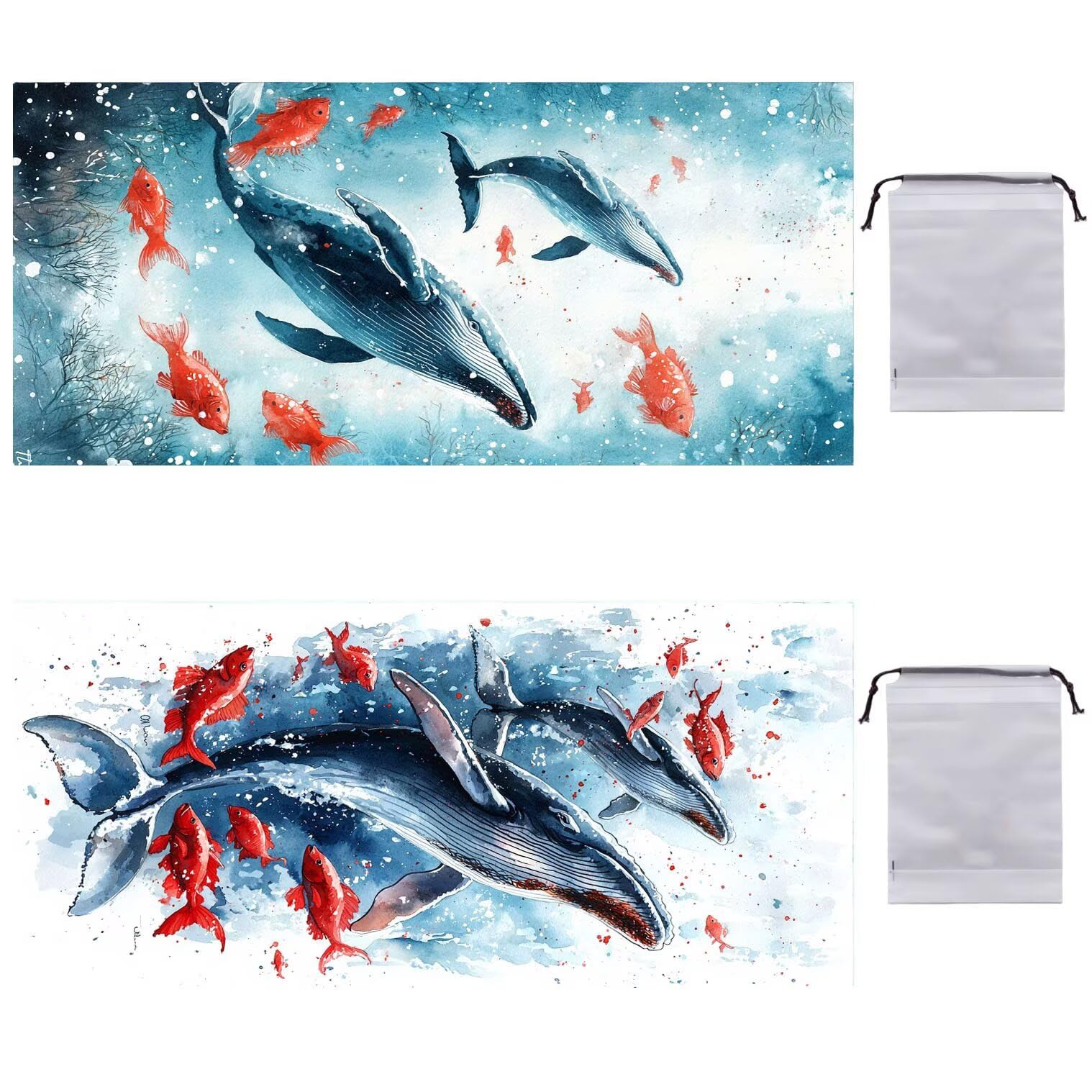 Telo Mare Microfibra Asciugamani Teli da Spiaggia Asciugamano Palestra 2 Set Antisabbia 100 x 200 cm xxl Uomo Donna Accessori Mare Telo Mare Grande per Piscina Bagno Regali Travel Regali (balene) U543