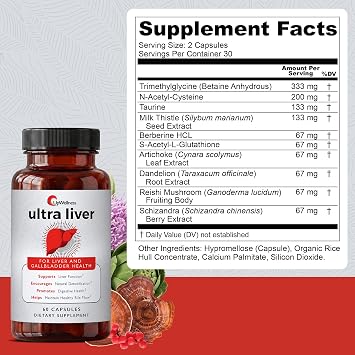 Ultra Liver Supplement for Liver Care & Support and Gallbladder Support - Powered by TMG, NAC Milk Thistle, and More - Liver Cleanse Detox & Repair - 60 Capsules - 3 Pack