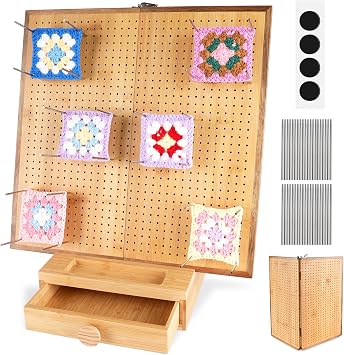Large 16.5 Foldable Crochet Blocking Board with 40 Pegs & Storage Case