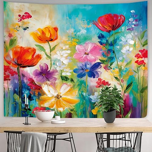 Miniatura 12 de Yookeb Tapiz negro de flores de Matisse de 59 pulgadas de ancho por 51 pulgadas de alto, para colgar en la pared, hojas abstractas, vintage, arte