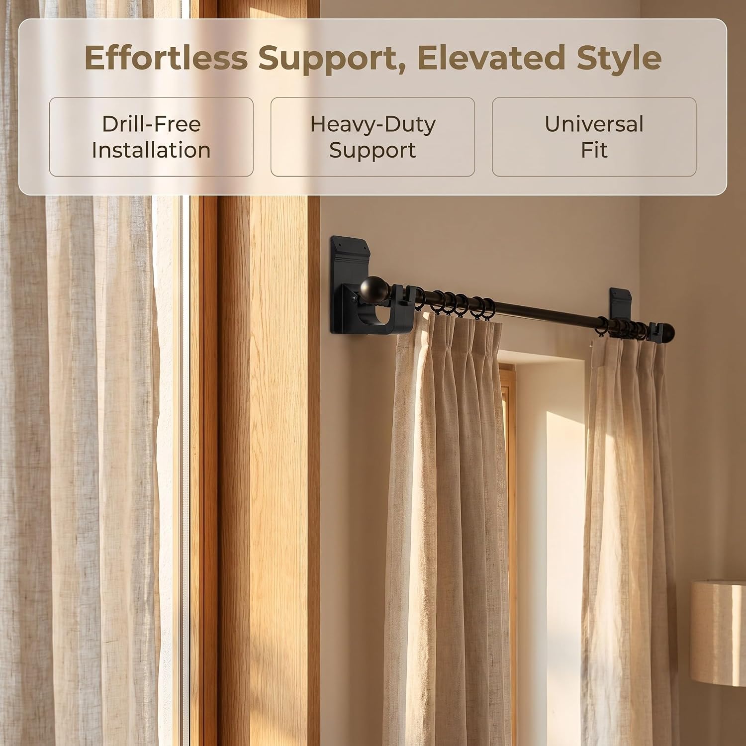 INOOMP 2 Pairs Bathroom Shower Rod Brackets, Diameters from 5/8" to 1.5" | Curtain Rod Support Hanger, Wall Mount Curtain Rod Holder for Window Frame, Secure Hook Bracket