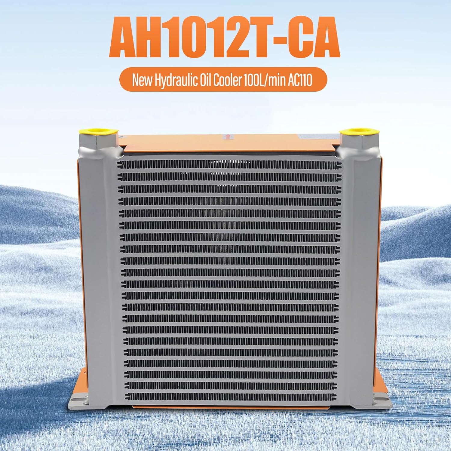 60W Hydraulic Oil Cooler, AC 110V /60HZ Forced Oil Cooler with Fan Radiator Heat Air Exchanger Flow Rate 100L/Min for Engineering Walking Machinery