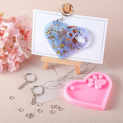 Miniatura 8 de 6 moldes de fundición de resina de silicona, corazón de perro, huellas de pata de perro, llavero de palabra de hueso, molde de fundición de jabón