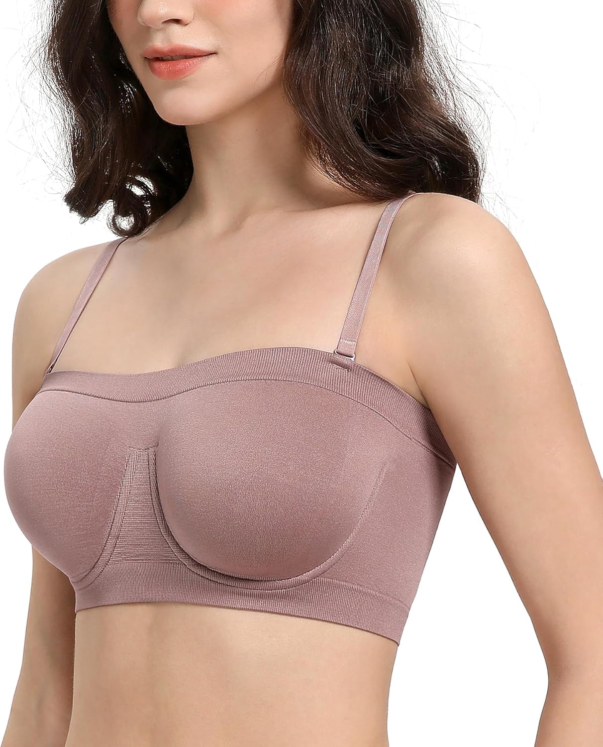 Lemorosy Women's Invisible Seamless Non-Padded Underwire Bandeau Multiway T-Shirt Bra - Image 3