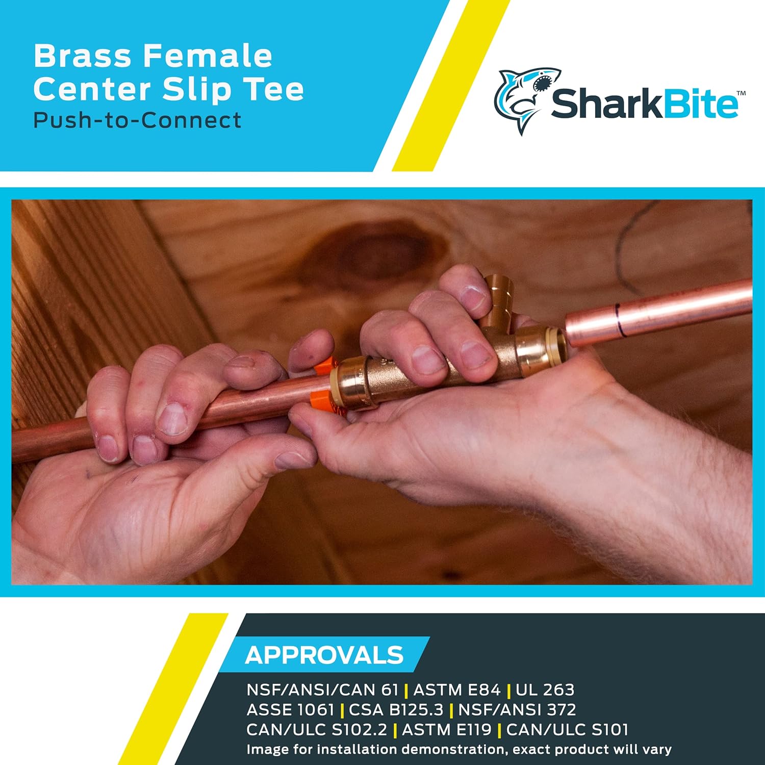 SharkBite 3/4 Inch FNPT Slip Adapter, Push To Connect Brass Plumbing Fitting, Copper, CPVC, U3486LFA