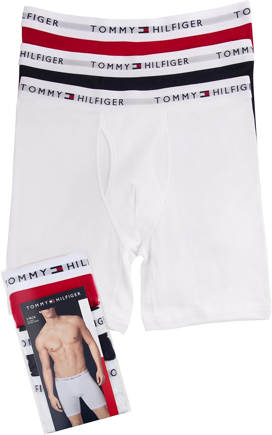 Tommy Hilfiger Men's 3-Pack Cotton Boxer Brief,Mahogany,Small(28-30) - Image 2
