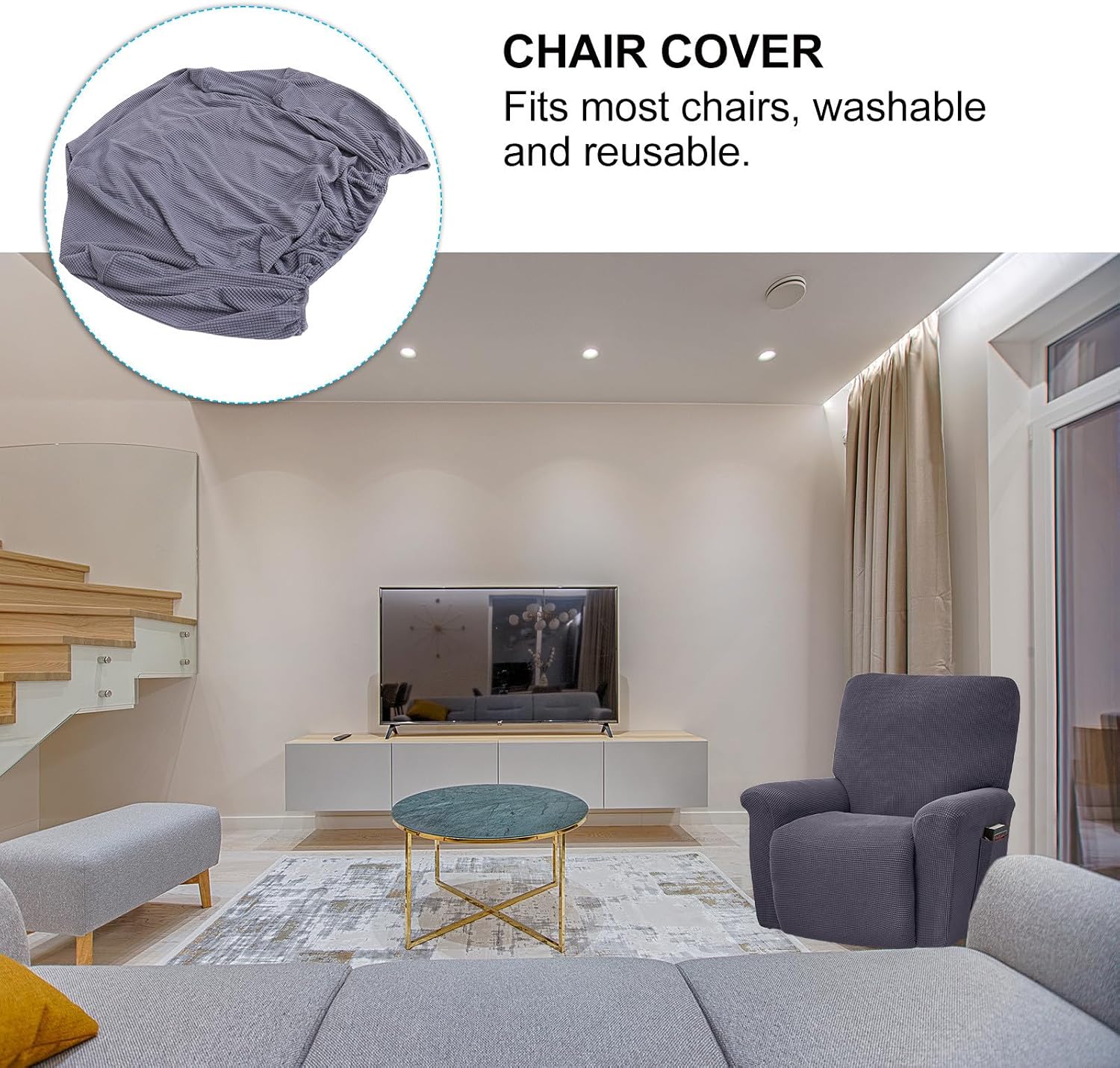YARNOW Elastic Polyester Recliner Chair Cover Slipcover with All-Inclusive Fit and Non-Slip Design, Comfortable Touch, Washable and Reusable Furniture Protector for Living Room Massage