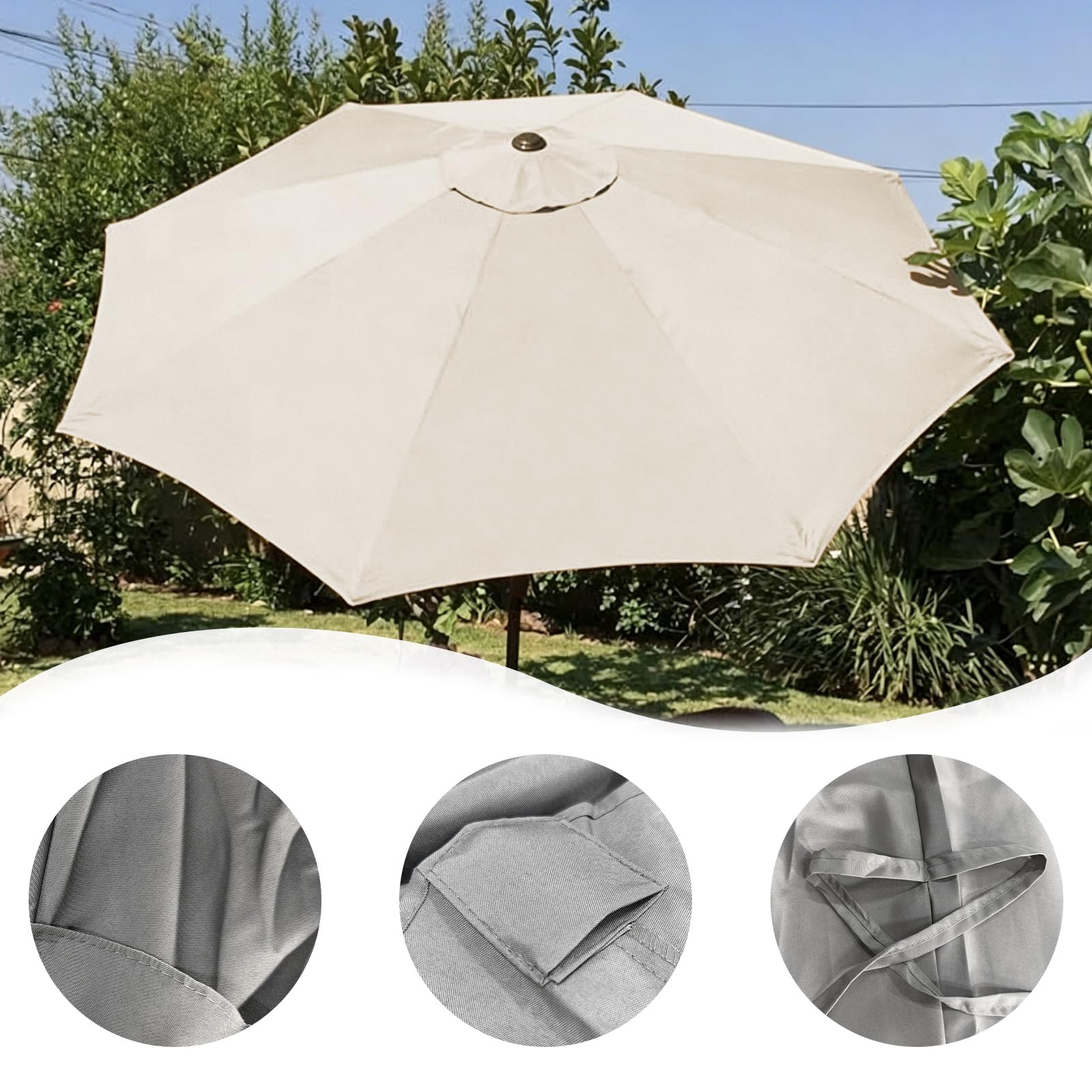 Copertura di ricambio per ombrelloni da 3 m con 8 stecche; copertura senza struttura, resistente alle intemperie, ideale per giardino, terrazza e balcone; resistente ai raggi solari