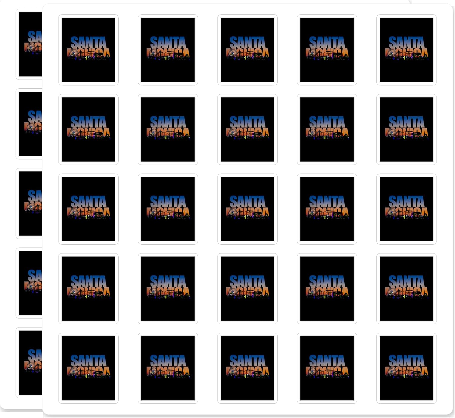 California Santa Monica Pier Sunset Ferris Wheel Skyline Souvenir Travel Gift Waterproof Durable 50 Pack 1 Inch Vinyl Decal Sticker