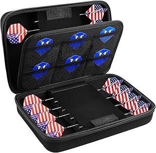 GWCASE Dart Case for 16 Steel Tip and Soft Tip Darts, Dart Carrying Storage Holder Fits for Dart Tips, Shafts and Flights (Box Only), black, 16pcs darts case