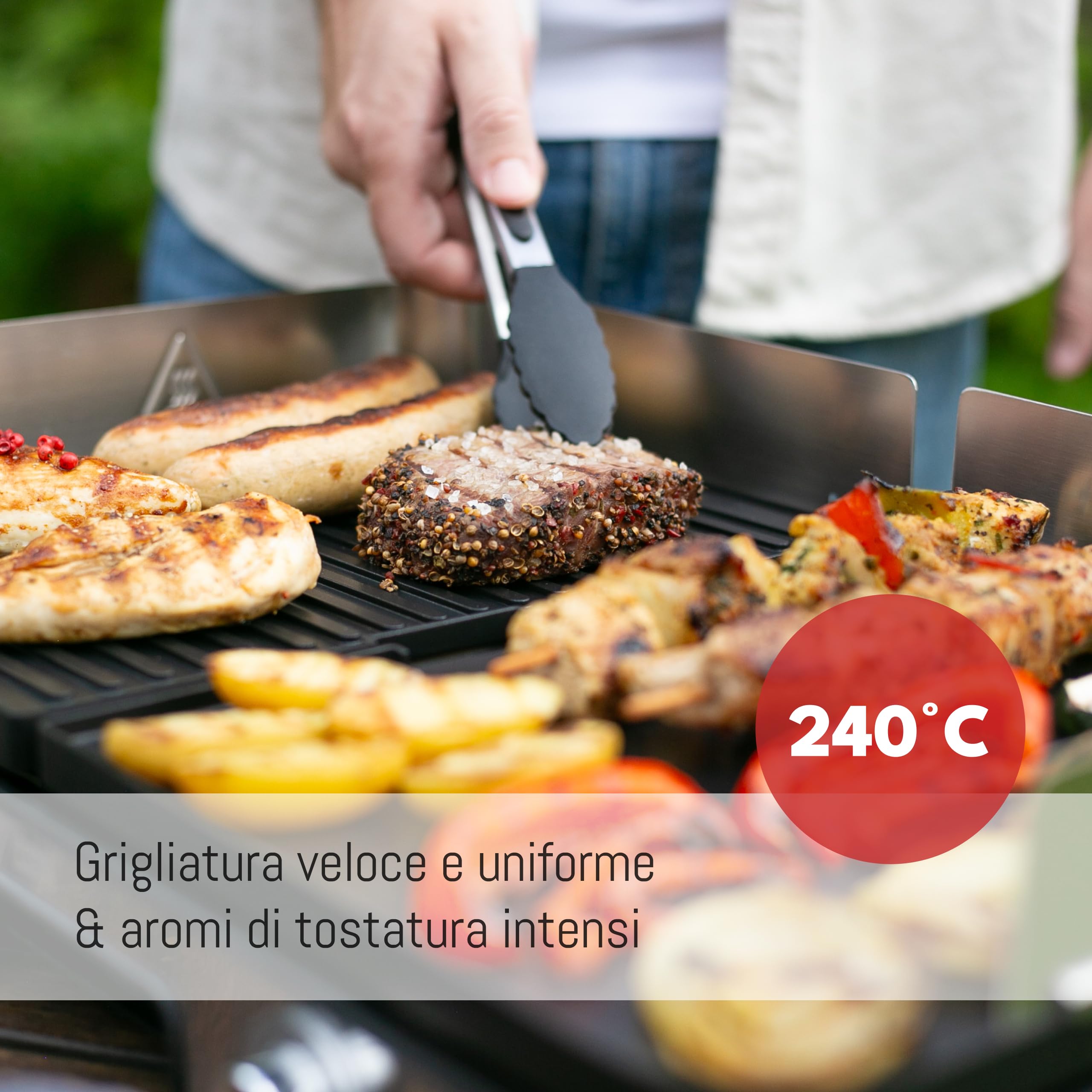 LEBENLANG Griglia Elettrica XXL 2400W - Grill Elettrico Piastra Senza Fumo BBQ Da Balcone