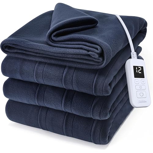 Sunbeam Royal Ultra Fleece Heated Blanket Indigo Blue Full 84 x 72 in