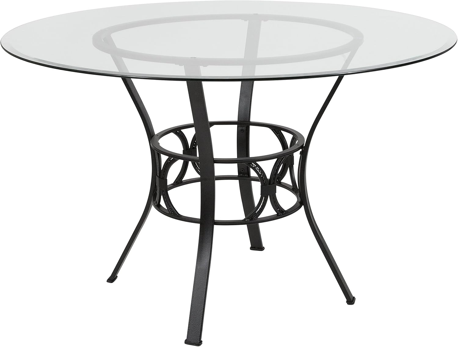 Flash Furniture Carlisle Round Glass Dining Table With Metal Frame 42'' Matte Gold