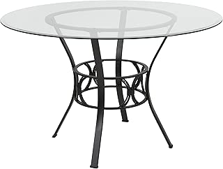 Flash Furniture Carlisle 48'' Round Glass Dining Table with Black Metal Frame - coolthings.us