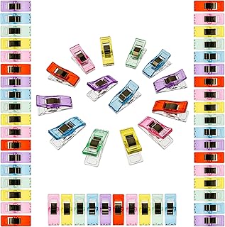 Stoffklammern Set, 60 Stück, 6 Farben Mix, Alternative zu Stecknadeln, DIY Zubehör für Nähen, Stoff Clip, Bastelklammer Nähzubehör, Stoffklammer, Stoffclips Textilien, Nähklammern Kit, Bastelclips