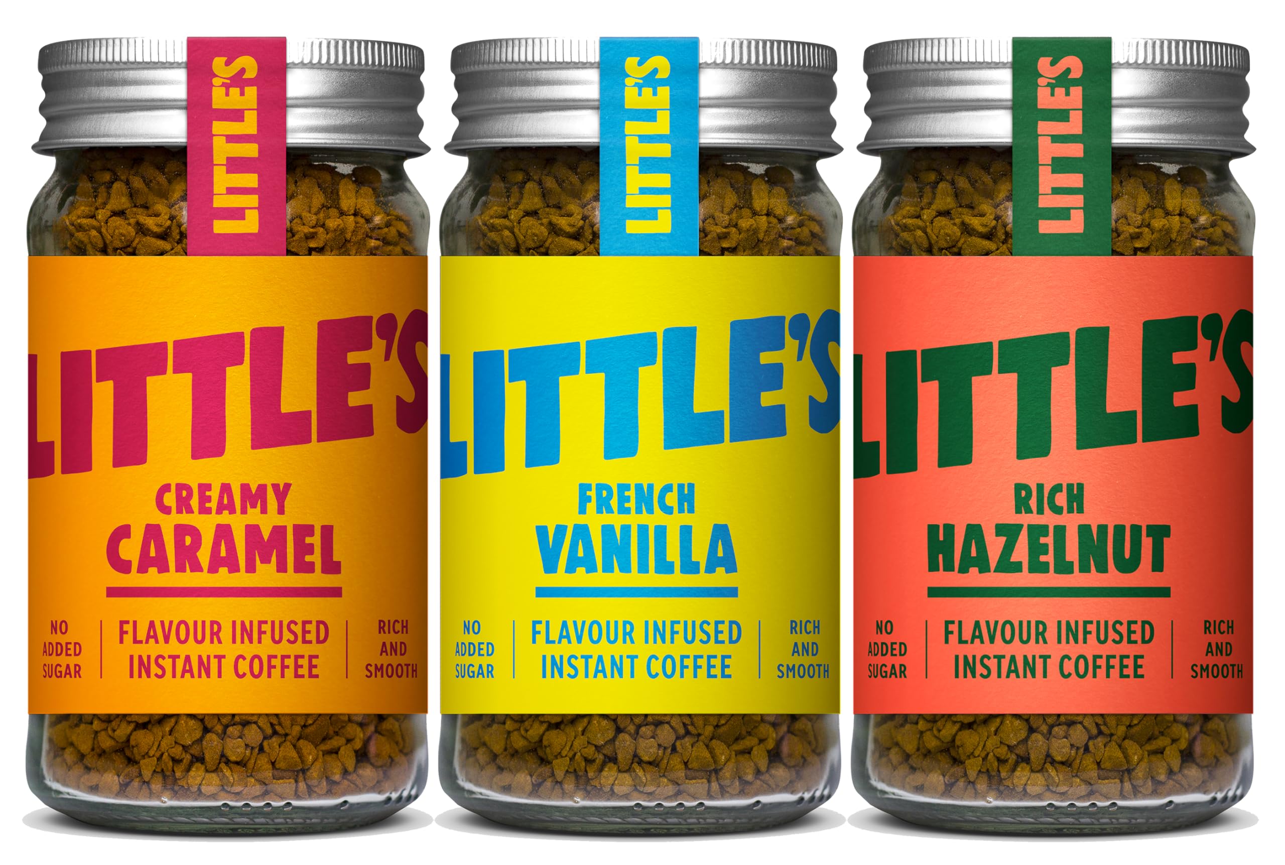 Little’s Flavored Instant Coffee Gift Set – Caramel, French Vanilla & Hazelnut – No Added Sugar, Freeze-Dried Instant Coffee, Hot or Cold, 3 Jars 1.76 oz Each