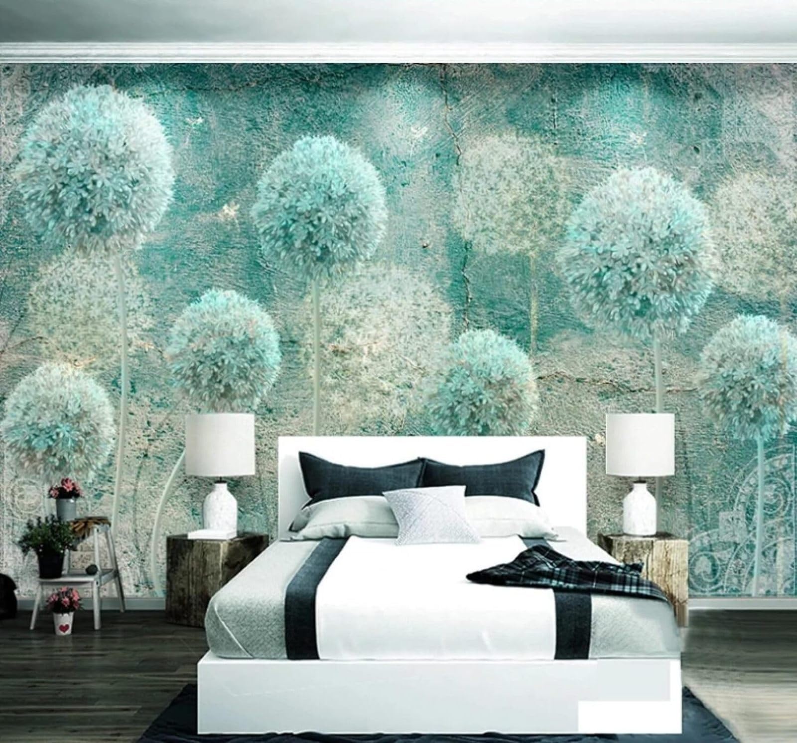 XLMING Vintage Abstract Concrete Wall Three Dimensional Dandelion 3D Wallpaper Luxury Home Dining Decor Paste Sofa Living Room The Wall for Bedroom Mural-430cm×300cm