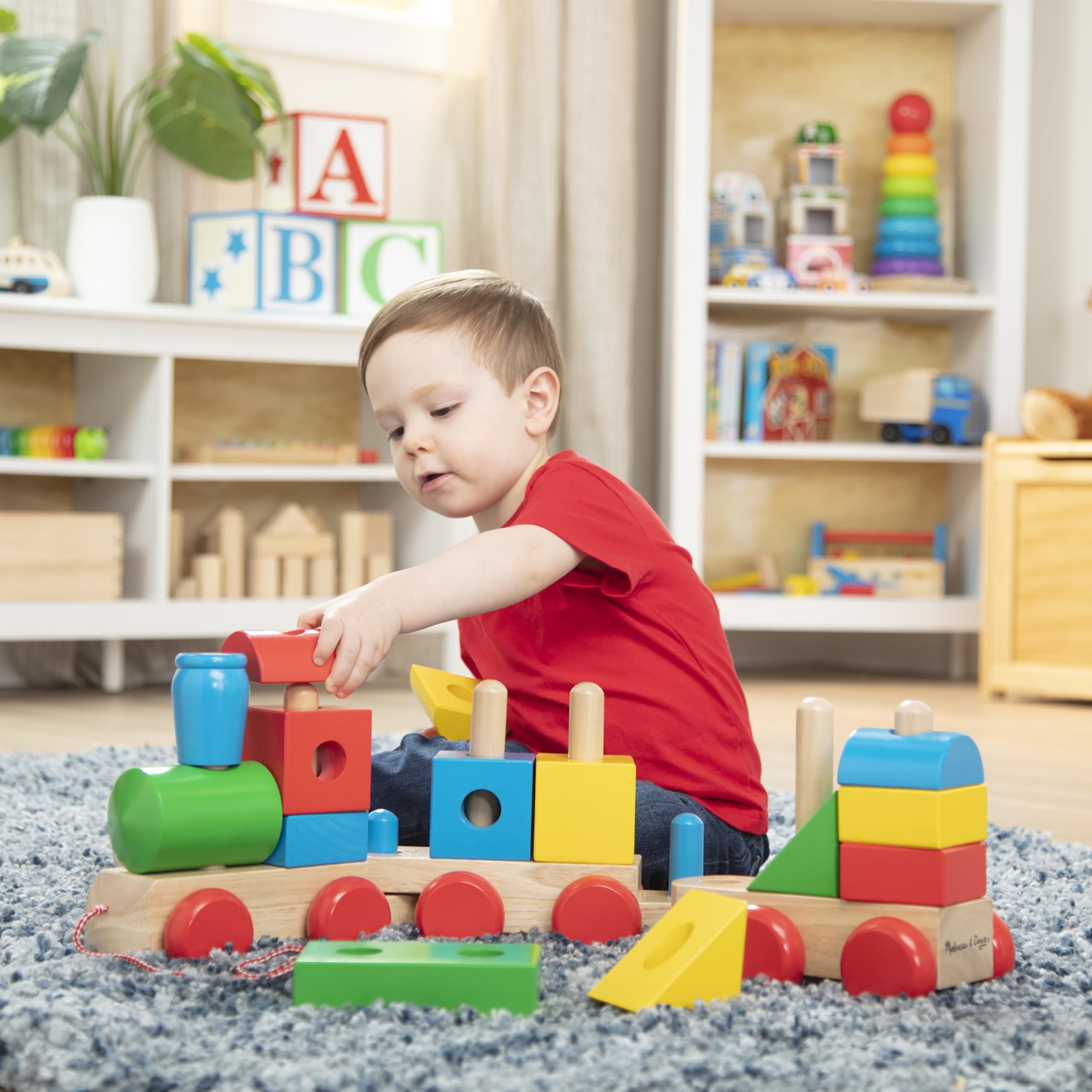 Melissa & Doug 40544 Jumbo Stapelzug Classic | BAU & Fahrzeuge | Holzspielzeug | 2+ | Geschenk für Junge oder Mädchen