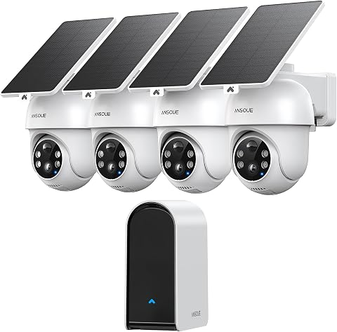 ANSQUE Security Cameras Wireless Outdoor Home System, 4 Camera Kit, No Subscript
