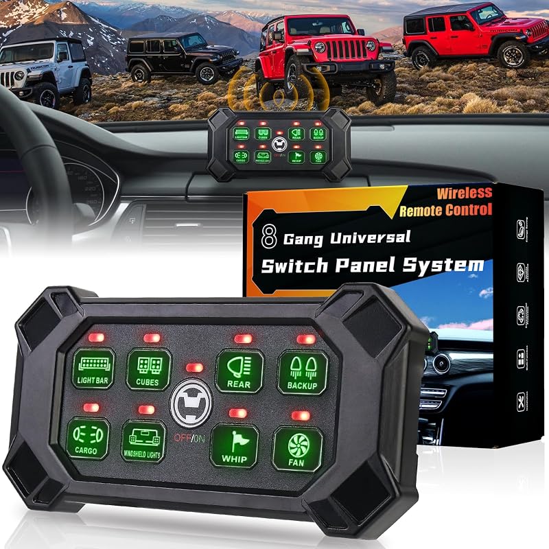 Painel de interruptores sem fio POVTOR com 8 canais e controle remoto – Kit