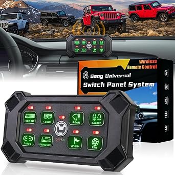 Wireless 8 Gang Switch Panel, Remote Control Switch Pod with Toggle Momentary Pulsed Waterproof Universal Circuit Control Relay System Box for Off Road Truck Jeep Boat SUV UTV ATV Camper