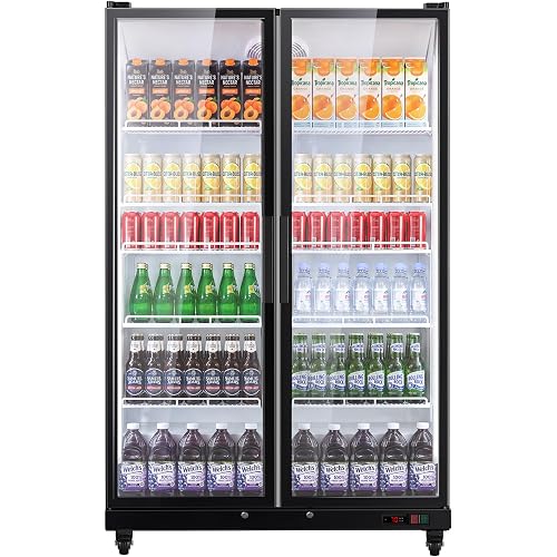 Upstreman Commercial Beverage Refrigerator, 27.1 Cu.Ft Glass Door Fridge