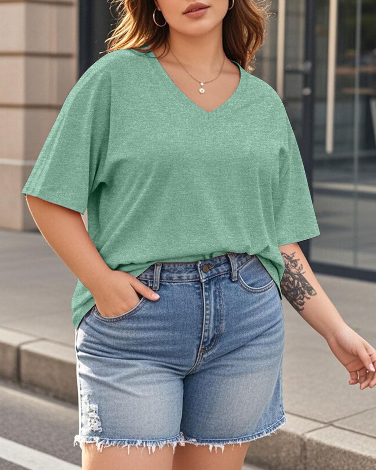 Plus Size Tops for Women Graphic Tee Summer Casual Tops Hawaiian Vacation Style Short Sleeve - Image 2